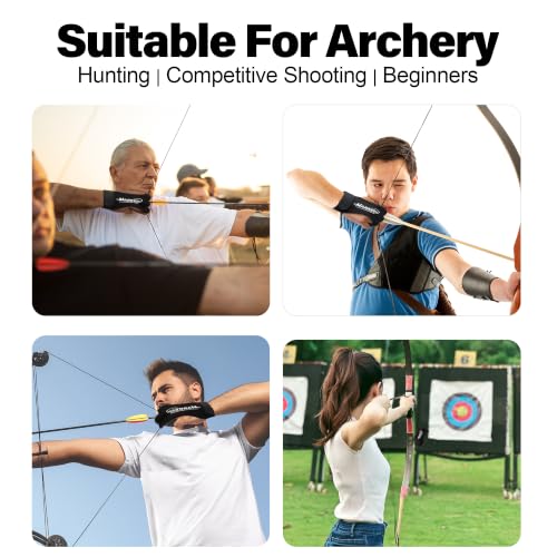 Archery Gloves 2 Pack Medium Black - Shooting Hunting Leather Guard