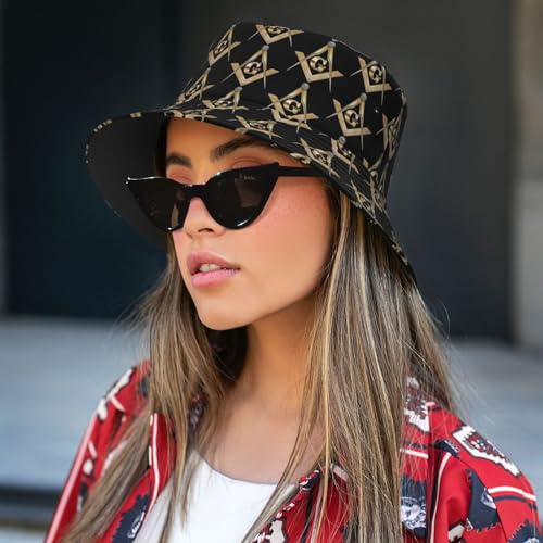 Unisex Masonic Square Bucket Hat for Summer Travel & Outdoor Activities - Packable Sun Protection