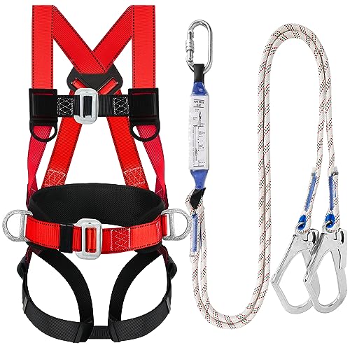TT TRSMIMA Safety Harness Fall Protection Kit - Red Roofing Harness for Work
