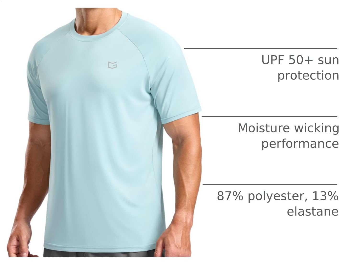 G Gradual Men's Athletic Workout T-Shirts Moisture Wicking Cooling Running Shirts Short Sleeve Performance Tee for Gym Tennis(Light Blue,3XL)