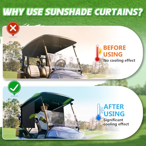 2-Piece Golf Cart Sun Shade Cover for All Two-Passenger Carts - Durable & Easy Install