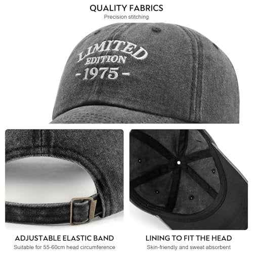 50th Birthday Gifts for Him Her, Happy 50th Birthday Decorations - Embroidered Baseball Cap Adjustable