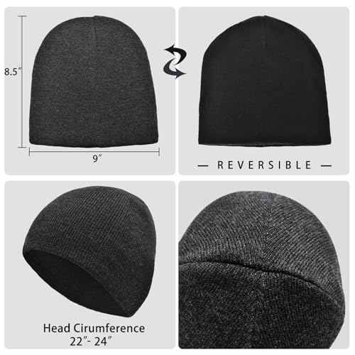 ZOORON Beanie for Women Men Reversible Winter Hats Unisex Cuffed Skull Knit Hat Cap