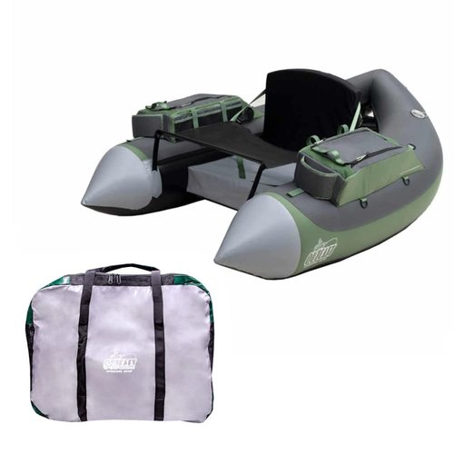 Outcast Super Fat Cat Gray and Sage Float Tube with Green Float Tube Bag