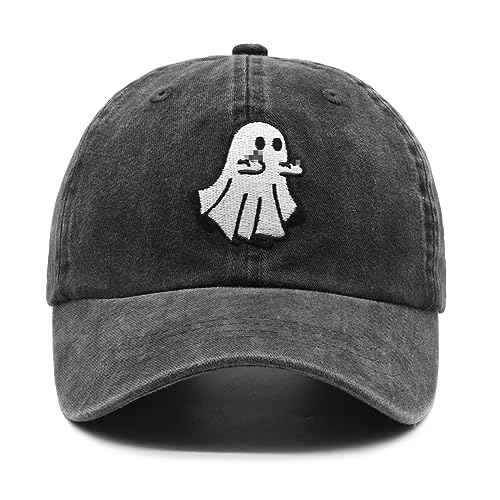 Waldeal Ghost Embroidered Hat, Adjustable Halloween Decorations Spooky Boo Baseball Cap for Men Women