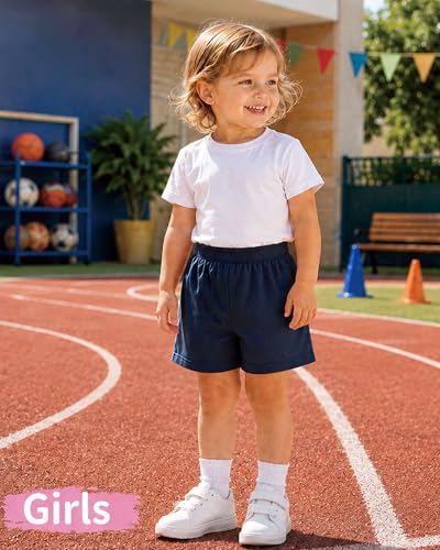 Toddler Girls Mesh Athletic Shorts 4T Kids Basketball Soccer Breathable Summer Active Wear - Black, Navy, Gray