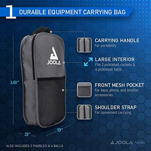 JOOLA Pickleball Paddles Set of 2 ? Multiple Colors - Reinforced Fiberglass Surface ? Lightweight, Durable, Beginner-Friendly Racket Design ? Set Includes Balls & Bag ? USAP Approved