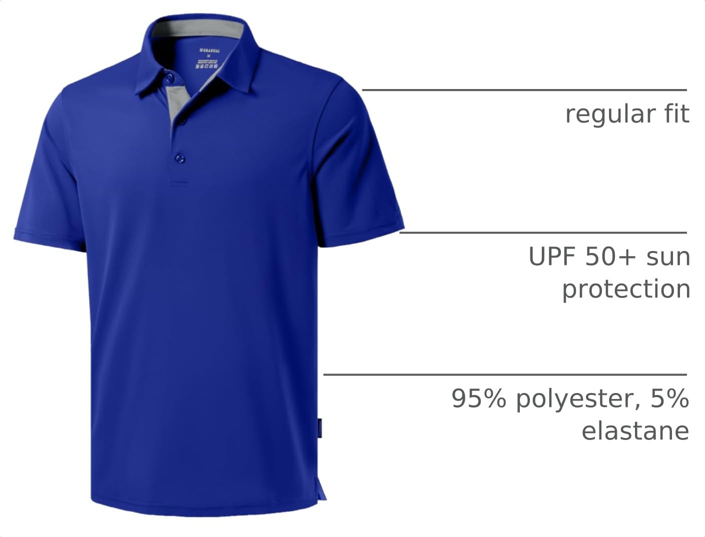 Men's Golf Polo Shirts Dry Fit Short Sleeve Shirt, Royal_Blue, M