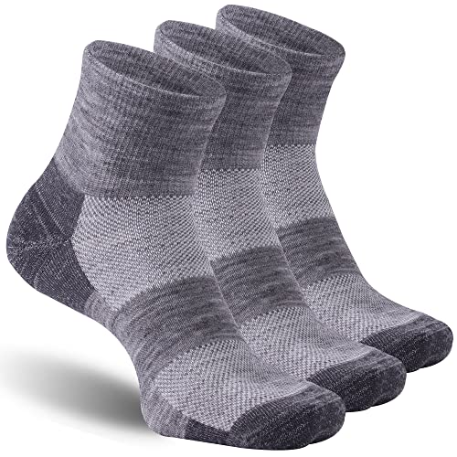 X-Large 3 Pairs Merino Wool Ankle Socks for Men Women - All-Season Breathable Casual