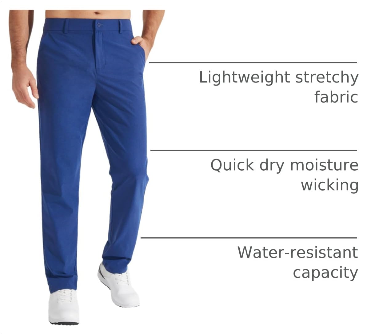 Libin Men's Golf Pants 30" Comfy Business Casual Pants Quick Dry Lightweight Fashion Outfits for Men Travel Vocation Dress Work, Royal Blue, 34W x 30L