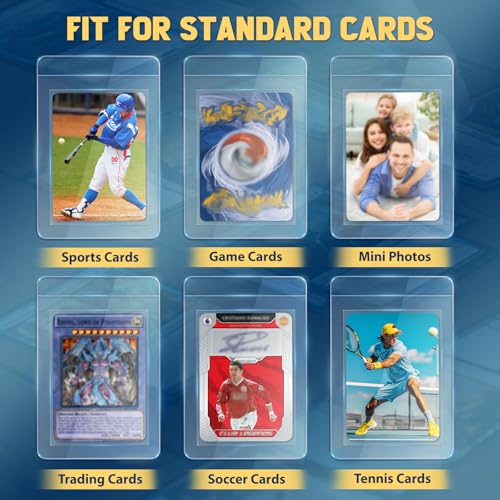 SAMYUCHO 500 Pack Semi-Rigid Card Holders & Penny Sleeves with 0.55-Inch Lip - Double Protection