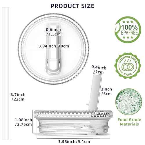Replacement 40 oz for Stanley Quencher H2.0 Cup Accessories, Flip Straw Tumbler Lid for Stanley Cup, Spill-Proof Design, High-End Heat-Resistant Material (White, 40 oz)