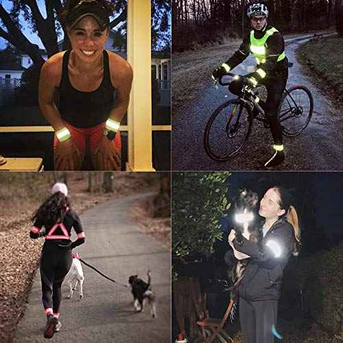 Reflective Bands for Night Walking Reflective Arm Bands for Runners Reflective Wristbands Reflective Ankle Bands Cycling Reflective Running Gear Bike Pant Leg Strap Bicycle Pants Clips