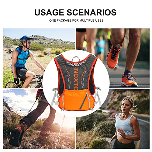 INOXTO Lightweight Hydration Vest Backpack with 1.5L Water Bladder - Dark Orange Stripe