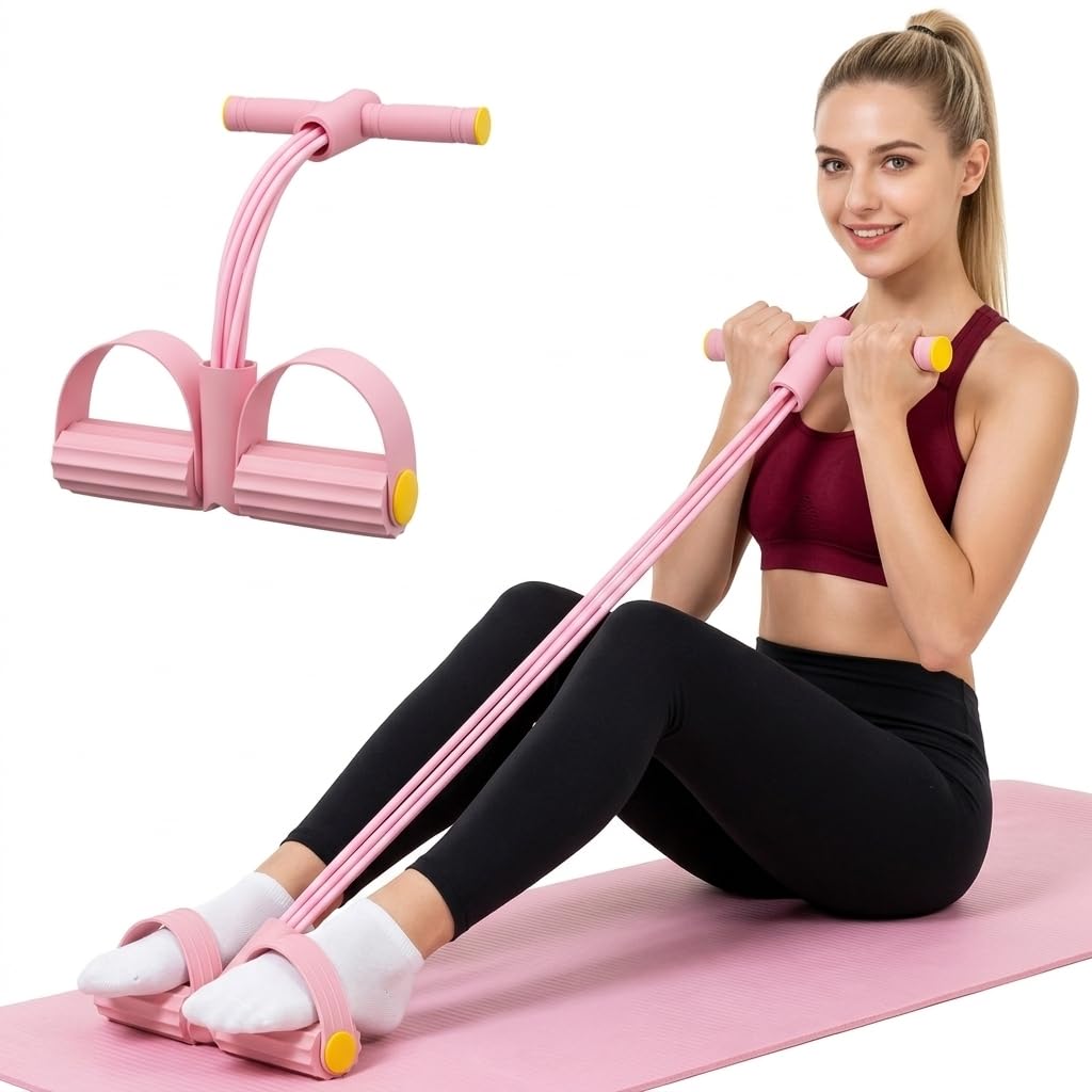 YQQKRCB Multifunctional Resistance Bands with Handles and Pedals, 4/6/8 Tubes, 300% Elasticity TPE Tension Rope for Full Body Workouts (25lbs)