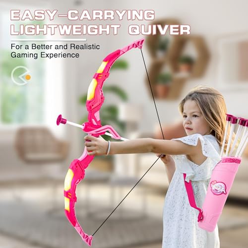 Pink & White Kids Bow and Arrow Set with LED Lights - 2 Pack