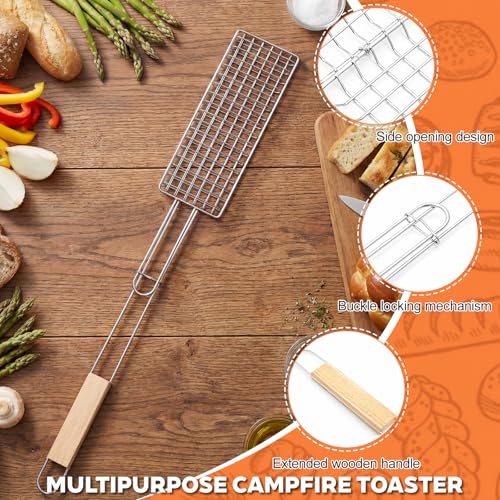 Long Wooden Handle Campfire Sandwich Maker 33-Inch S'mores Grill 2 Pack