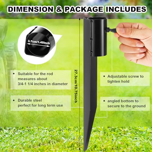 12 Pack Outdoor Light Stakes - 10.75 Inch Metal Torch Stakes for Garden & Landscaping - Black