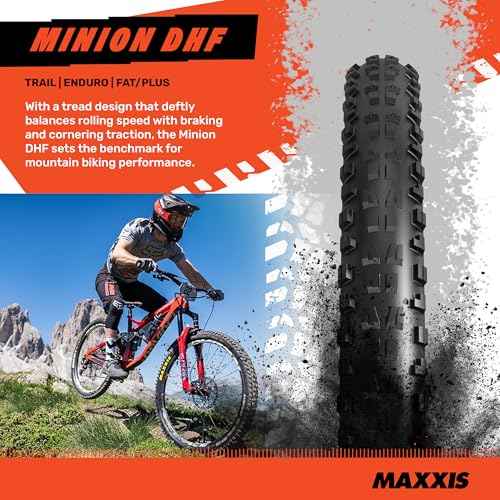 MAXXIS Minion DHF - Dual Compound - 20, 24, 26, 27.5, 29 - EXO - E25 Rating, Tubeless | Gold Standard of Gravity Focused Tread, Size 27.5x2.60WT - EXO, E25