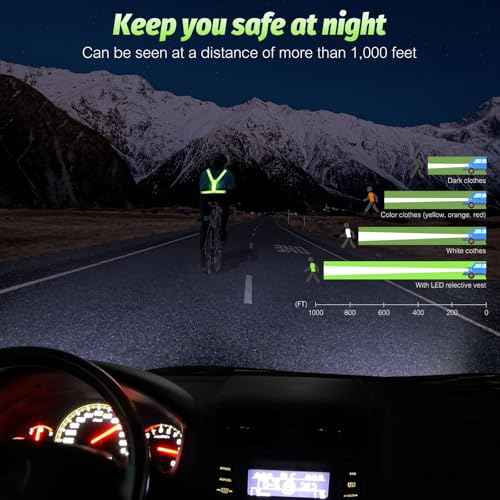 LED Reflective Running Vest - Light Up With 3 Modes, Rechargeable Night Gear for Runners - Safety Belt for Women Men