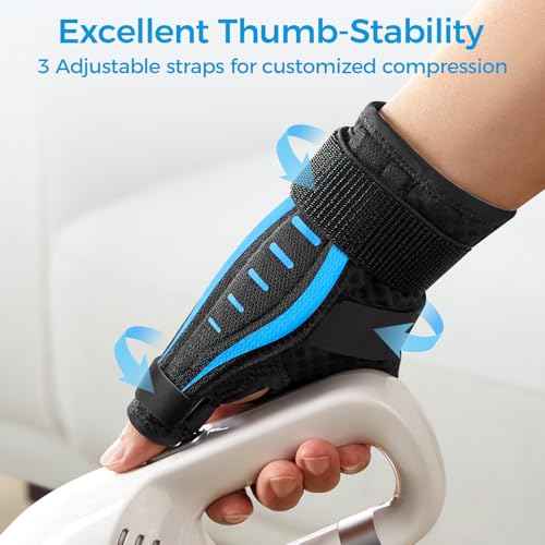 Thumb Brace Right/Left Hand, Thumb Spica Splint Hand Brace for Arthritis Pain and Support, Ergonomical Thumb Stabilizer for Trigger Thumb, CMC, De Quervains Tenosynovitis Pain Relief(S/M Blue)
