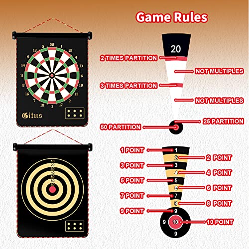 Magnetic Dart Board Indoor Outdoor Kids Game with 12 Safety Darts - Gift for Boys 8-16