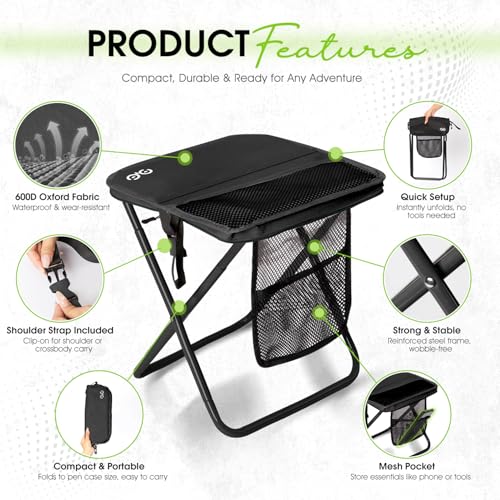 Portable Folding Stool 16 Inch Support 400 lbs Lightweight Camp Chair