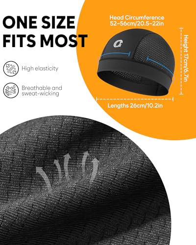 3-Pack Breathable Skull Cap Helmet Liners for Men - Black Blue Grey