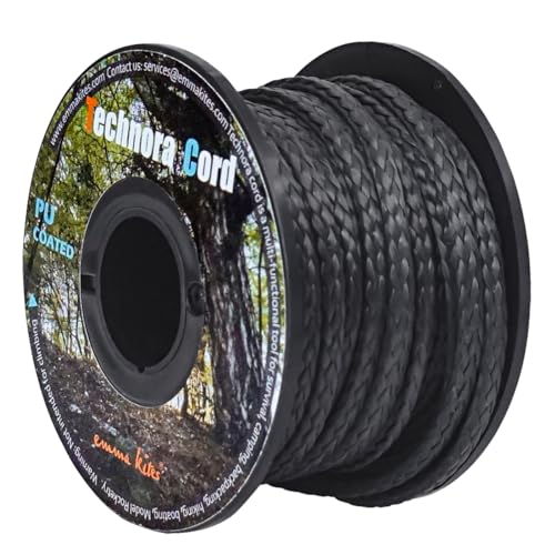 600Lb 30Ft Black Technora Braided Cord with PU Coating - Flame Resistant & Abrasion Resistant Survival Line