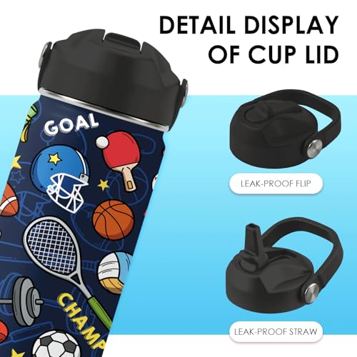 Sport 16oz Water Bottle with Straw Lid - Insulated Stainless Steel Leakproof Drink Cup