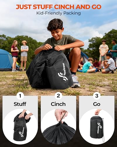 Sportneer 3-Season Sleeping Bag for Adults & Kids - Black & Light Gray, 50-80℉, 3.3lbs, Compression Sack