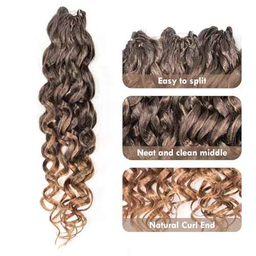 ToyoTress GoGo Curl Crochet Hair - 12 Inch 8 Packs Ombre Blonde Beach Curl Crochet Hair, Short Curly Ocean Wave Water Wave Deep Twist Crochet Braids Synthetic Braiding Hair Extensions (12 Inch,T4/27)