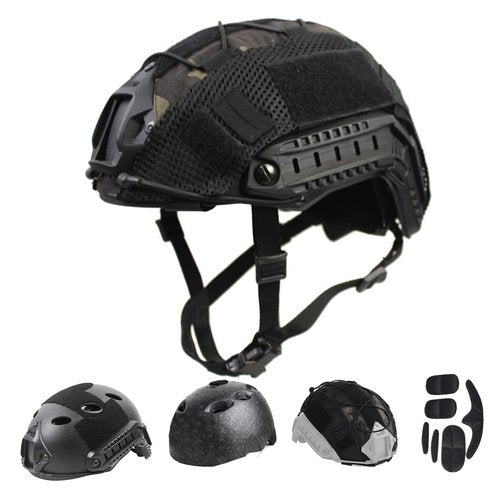 Tactical Airsoft Paintball Fast Helmet with Helmet Cover, PJ Type Multifunctional Protective with NVG Mount