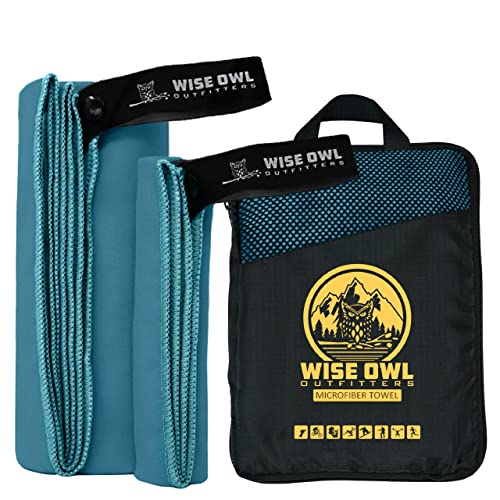 Microfiber Camping Towel XL Marine Blue & Washcloth Set - Quick Dry Travel Towels