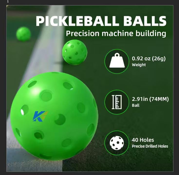Honeycomb Pickle Balls Outdoor 40 Holes - Fluorescent Green Mint Green 6 Pack - USAPA Approved Tournament-Quality Sports Equipment