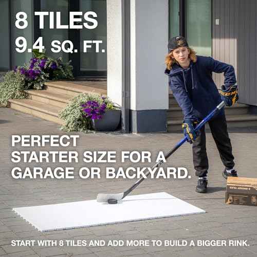 Hockey Revolution My Puzzle Durable Flooring Tiles - Slick Interlocking Training Surface for Stickhandling, Shooting, Passing - Build Your Own Platform (8 Tiles (9.39 sqft)