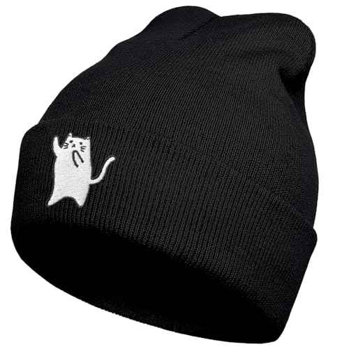 Cute Funny Cat Knit Beanies, Fashion Cozy Hat for Cat Lovers, Winter Beanie for Women and Men