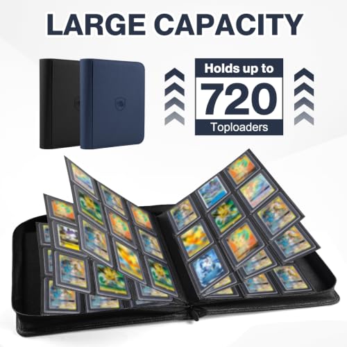 Black and Blue Toploader Card Binder 2 Pack Holds 720 Cards with 108 Top Loaders