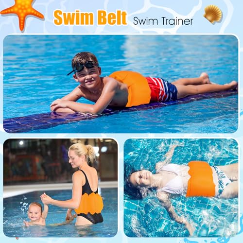 Adult Inflatable Swim Belt with Adjustable Waist Belt - Orange / Solid