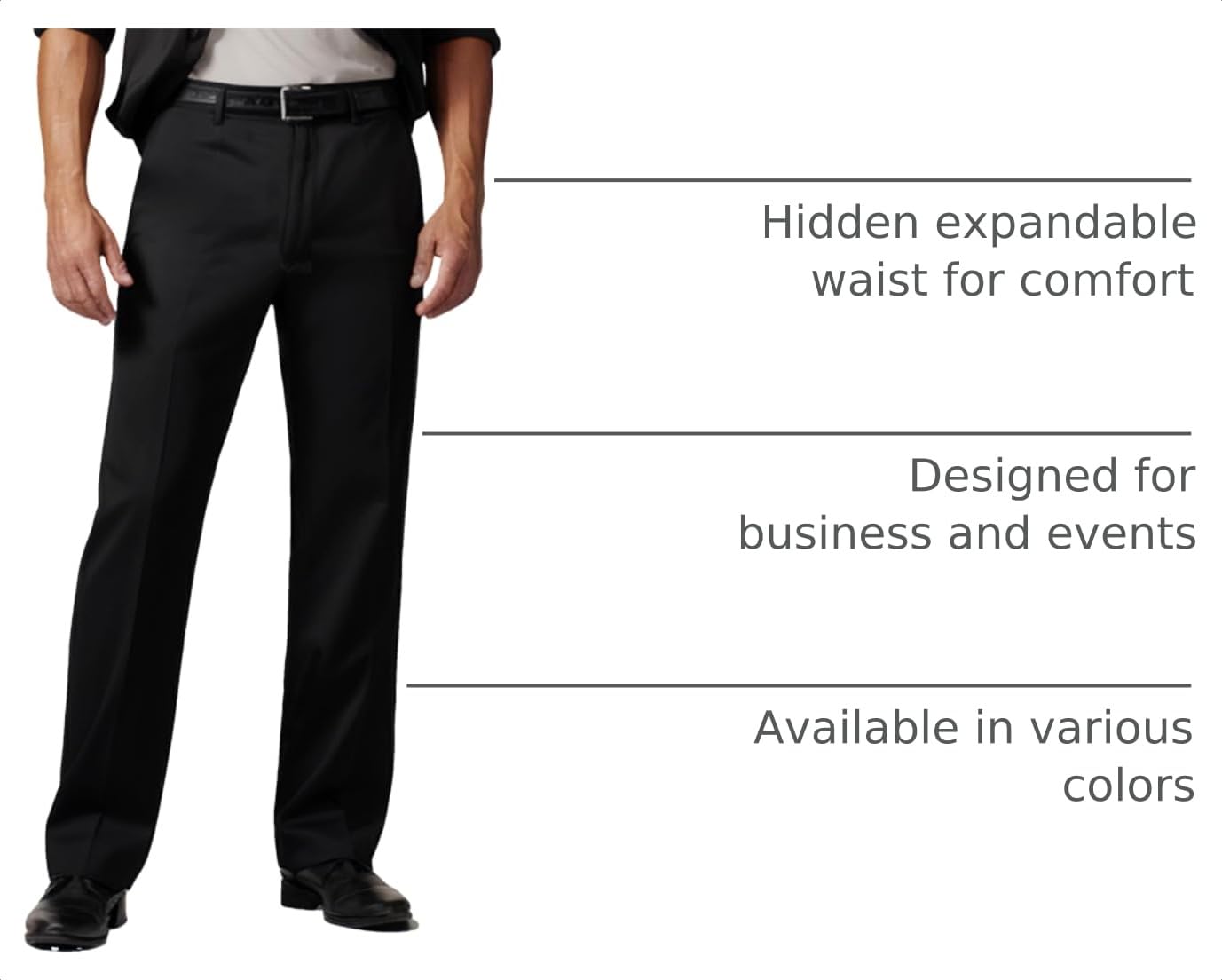 YUCENFU Mens Classic Fit Khaki Casual Chino Pants Hidden Waistband Big Tall