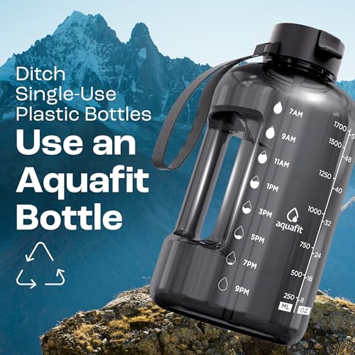 AQUAFIT 64 Oz Half Gallon Water Bottle with Time Marker - Nebula Variation