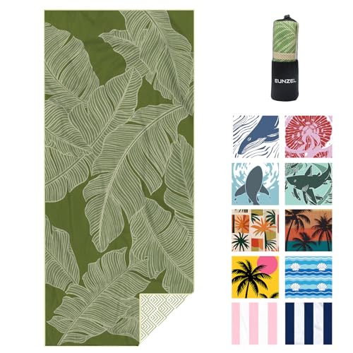 Eunzel Microfiber Beach Towel 71x32 Inches, Sand-Free, Quick Dry, Large Travel & Pool Towel - Palm Green