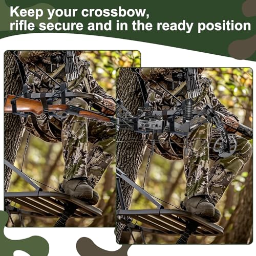Mofuiry 2 Pack Metal Tree Stand Bow Holder Universal Hunting Bow Holder Treestand Gun Rest Adjustable Bow Hanger Hooks for Treestand Platform Sadle Hunting Gears Accessory