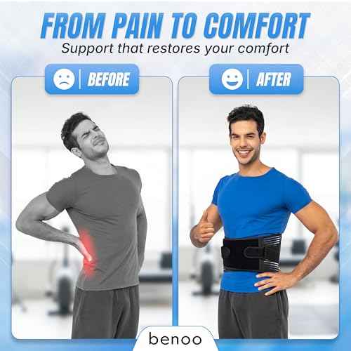 Back Brace for Lower Back Pain Relief | Sciatica Lumbar Support Belt for Men & Women, Adjustable Back Support Brace for Work & Daily Use, All-Day Comfort & Heavy-Duty Compression (Medium 33-38.9")