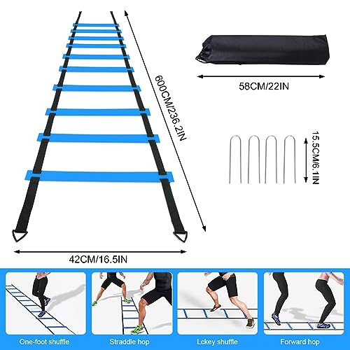 Blue Soccer Speed & Agility Training Set with Ladder Cones & Carry Bag