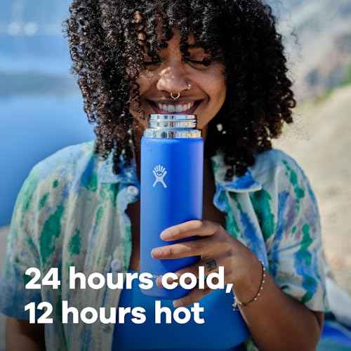 Hydro Flask Water Bottle - Insulated Stainless Steel - Wide Mouth Flex Lid, Non Spill, Leakproof and Refillable in 32 Oz Stone Gray