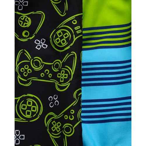 Quad Seven Boys Swim Trunks - 2 Pack Quick Dry Printed Boys Board Shorts Bathing Suit Kids Swimwear with Pockets (Size:8-18)