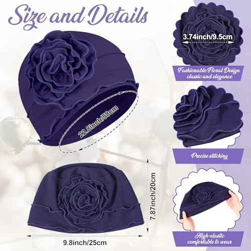 JenPen 4 Pcs Cotton Chemo Turban Headwear for Women Soft Cancer Head Scarf Hats Elastic Covers Wraps for Women's Hair