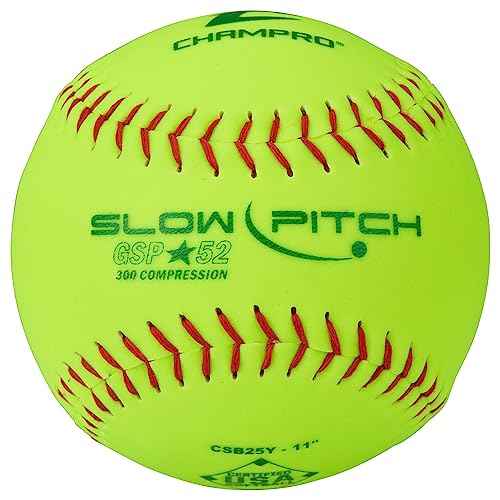 Champro ASA 11" Slow Pitch Softballs with Durahide Cover and .52 COR, 12 Pack