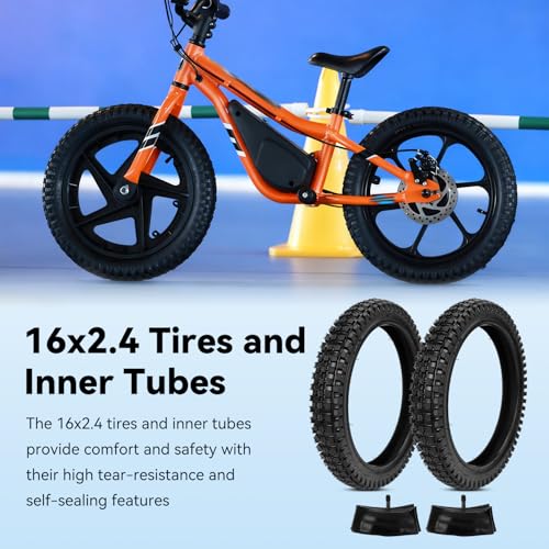 2 Pack 16x2.4 Dirt Bike Tire and Inner Tube Set for Razor MX650 MX500 SX500
